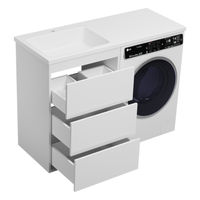 Тумба под раковину Brevita Grafit 60 напольная 3 ящ. под стиральную машину / GRA-01060-023Я белая — 9
