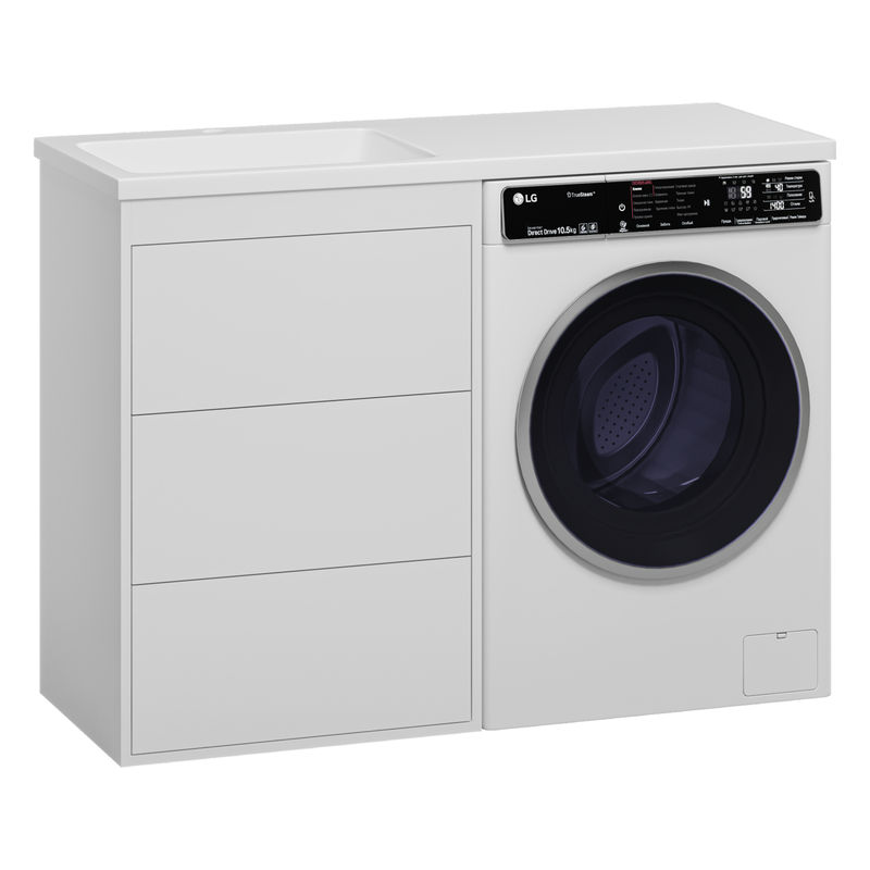 Тумба под раковину Brevita Grafit 60 напольная 3 ящ. под стиральную машину / GRA-01060-023Я белая