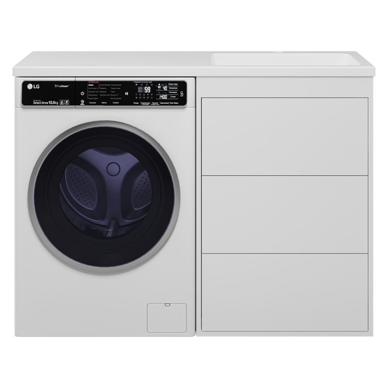 Тумба под раковину Brevita Grafit 60 напольная 3 ящ. под стиральную машину / GRA-01060-023Я белая