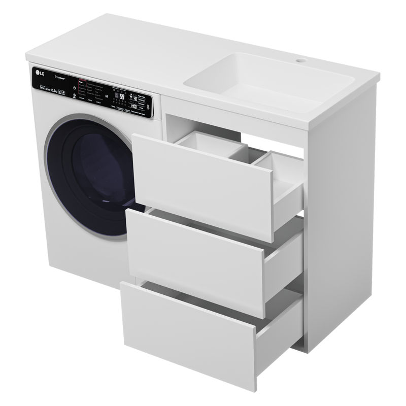 Тумба под раковину Brevita Grafit 60 напольная 3 ящ. под стиральную машину / GRA-01060-023Я белая