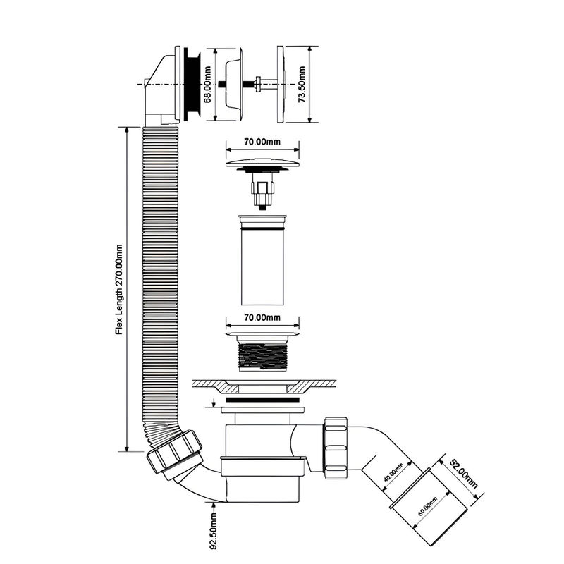 Сифон для ванны McAlpine HC2600CLAB сlick-сlack, античная бронза