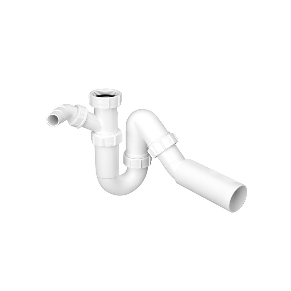 Сифон трубный P/S-образный McAlpine HC8 (1 1/2"х40мм) с подключением к стиральной машине или посудомоечной машине, без выпуска с универсальной отводной трубой D40/50мм