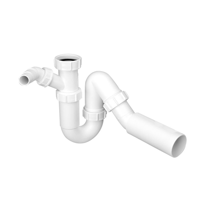 Сифон трубный P/S-образный McAlpine HC8 (1 1/2"х40мм) с подключением к стиральной машине или посудомоечной машине, без выпуска с универсальной отводной трубой D40/50мм