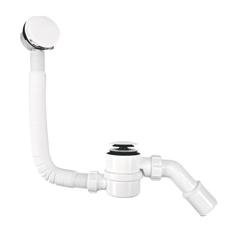 Сифон для ванны McAlpine HCN2600CC-15MM-WH click-clack, с механизмом наполнения, белый