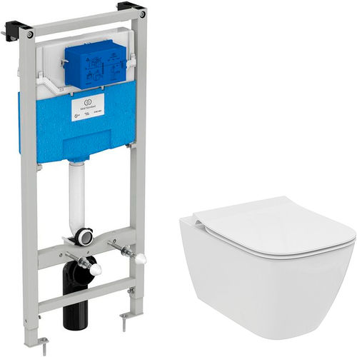 Унитаз подвесной с инсталляцией Ideal Standard i.life B с технологией RimLS (сиденье Slim Soft-close) I500301