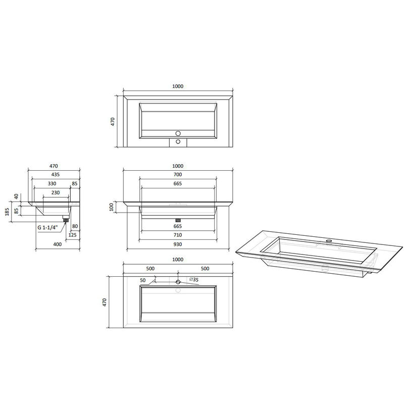 Раковина Jorno Incline 100 Inc.08.100/P/Bet/JR из бетона