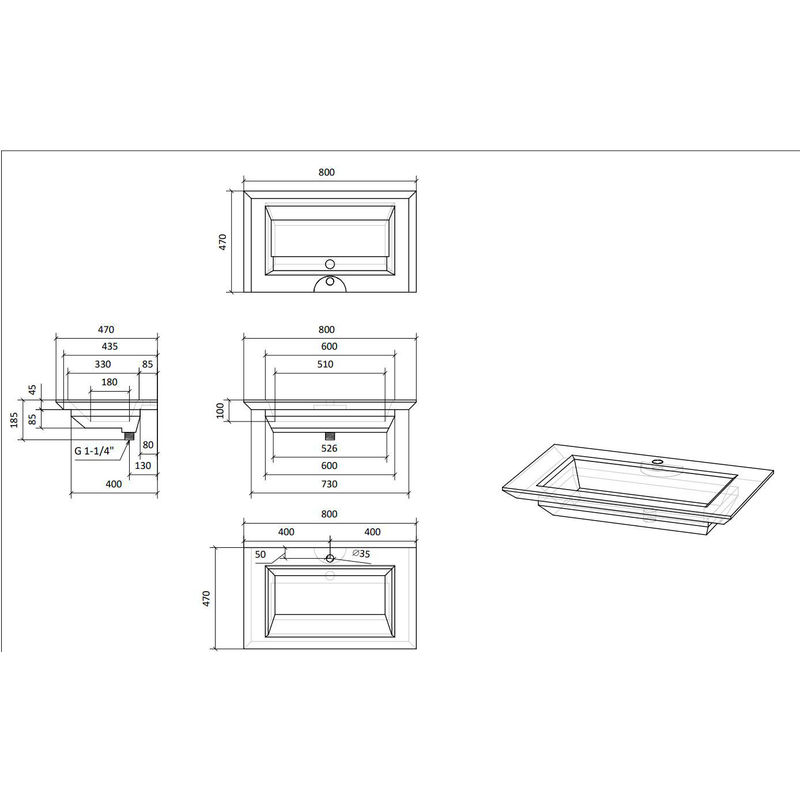 Раковина Jorno Incline 80 Inc.08.80/P/Bet/JR из бетона