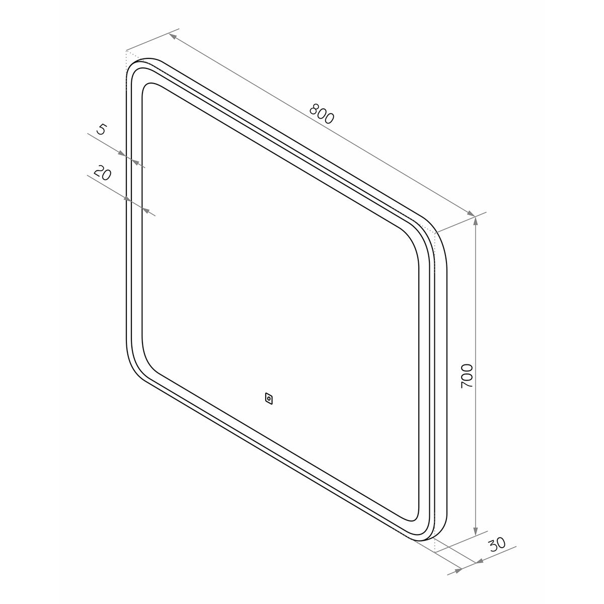 КАПЕЛЛА - 800х700 Зеркало Led.сенсор на зеркале., холод.подсветка