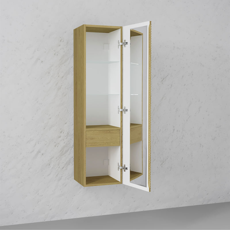 Шкаф-пенал для ванной Jorno Karat 123 подвесной / Kar.04.130/P/BuL бук светлый