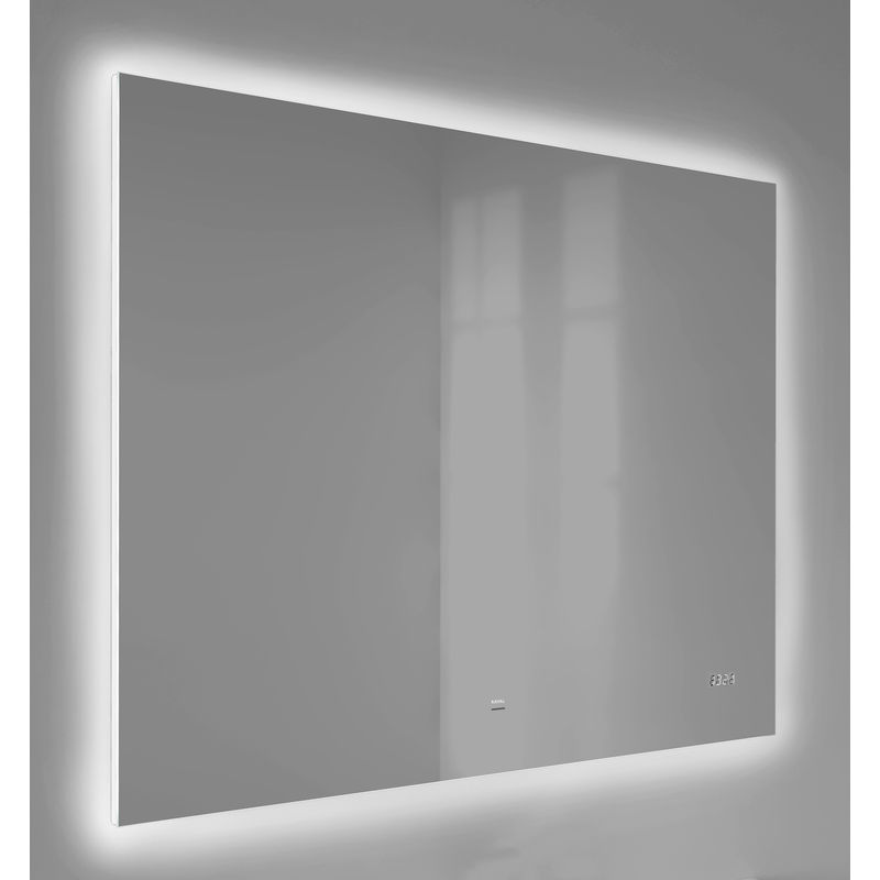 Зеркало Raval Kvadro 100x80 с подсветкой и часами / Kvdr.02.100/W/RL