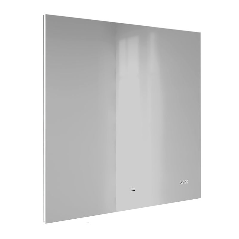 Зеркало Raval Kvadro 80x80 с подсветкой и часами / Kvdr.02.80/W/RL