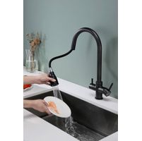 Смеситель для кухни Paulmark Lange La214212-418(BLM) черный металлик — 7