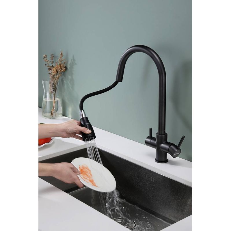 Смеситель для кухни Paulmark Lange La214212-418(BLM) черный металлик