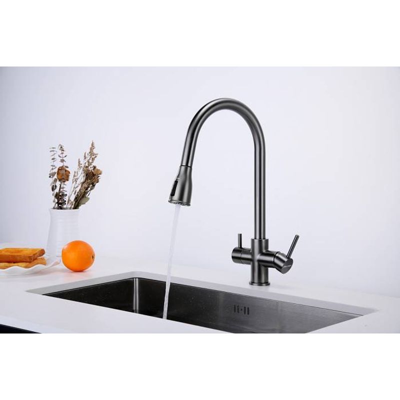 Смеситель для кухни Paulmark Lange La214212-GM вороненая сталь