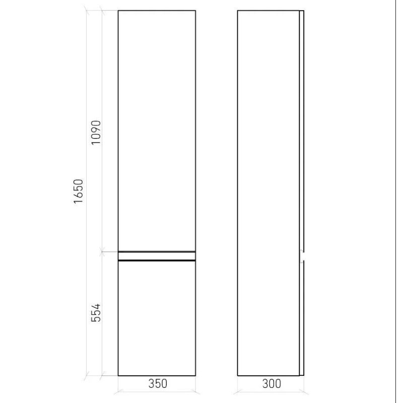 Шкаф-пенал для ванной Laparet Electra 35 левый / LE-TCAB-35-101L ультра белый глянец