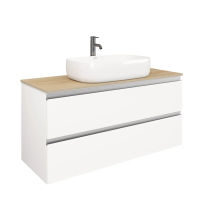 Тумба под раковину Laparet Electra 120 со столешницей подвесная / LE-WCABtop-120-101-333 ультра белый глянец/дуб Каселла — 1