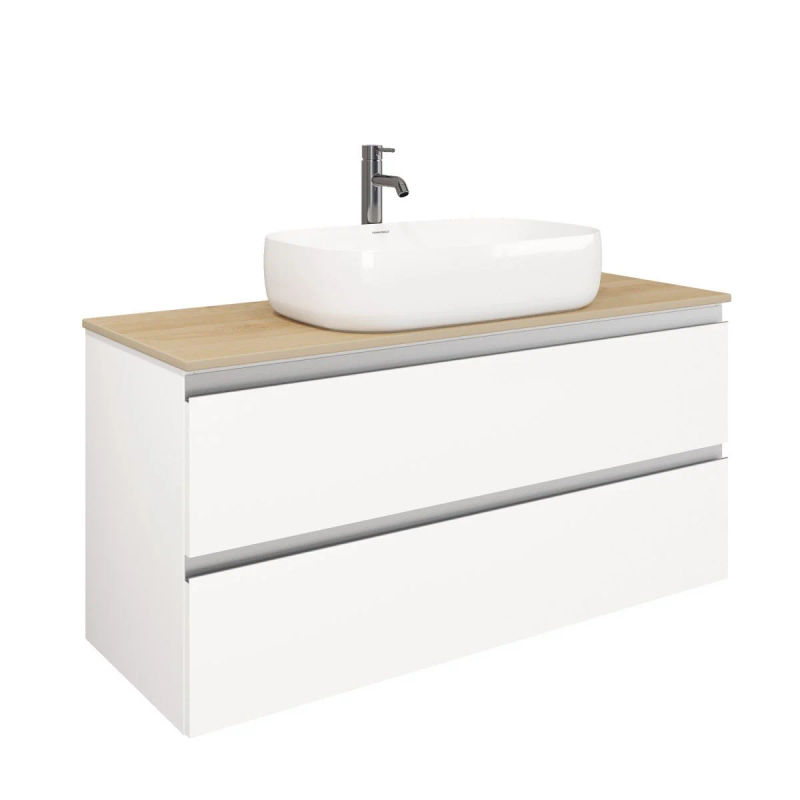 Тумба под раковину Laparet Electra 120 со столешницей подвесная / LE-WCABtop-120-101-333 ультра белый глянец/дуб Каселла