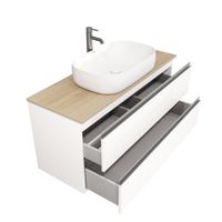 Тумба под раковину Laparet Electra 120 со столешницей подвесная / LE-WCABtop-120-101-333 ультра белый глянец/дуб Каселла — 3