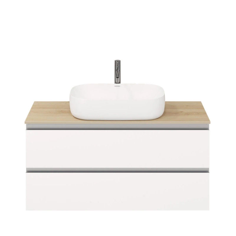 Тумба под раковину Laparet Electra 120 со столешницей подвесная / LE-WCABtop-120-101-333 ультра белый глянец/дуб Каселла