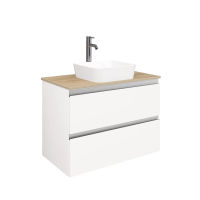 Тумба под раковину Laparet Electra 80 со столешницей подвесная / LE-WCABtop-80-101-333 ультра белый глянец/дуб Каселла — 3