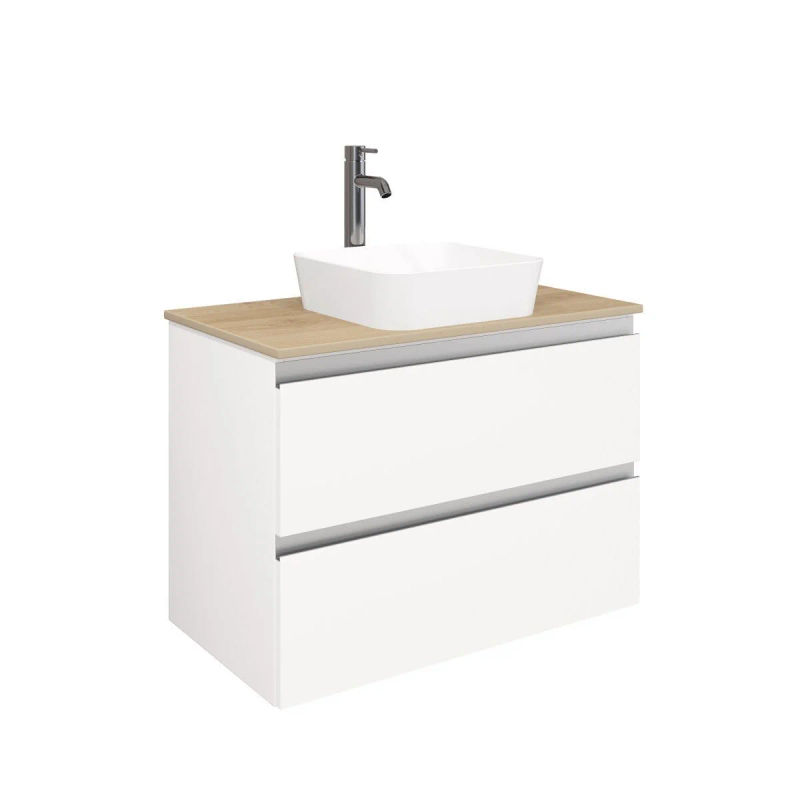 Тумба под раковину Laparet Electra 80 со столешницей подвесная / LE-WCABtop-80-101-333 ультра белый глянец/дуб Каселла