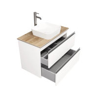 Тумба под раковину Laparet Electra 80 со столешницей подвесная / LE-WCABtop-80-101-333 ультра белый глянец/дуб Каселла — 2