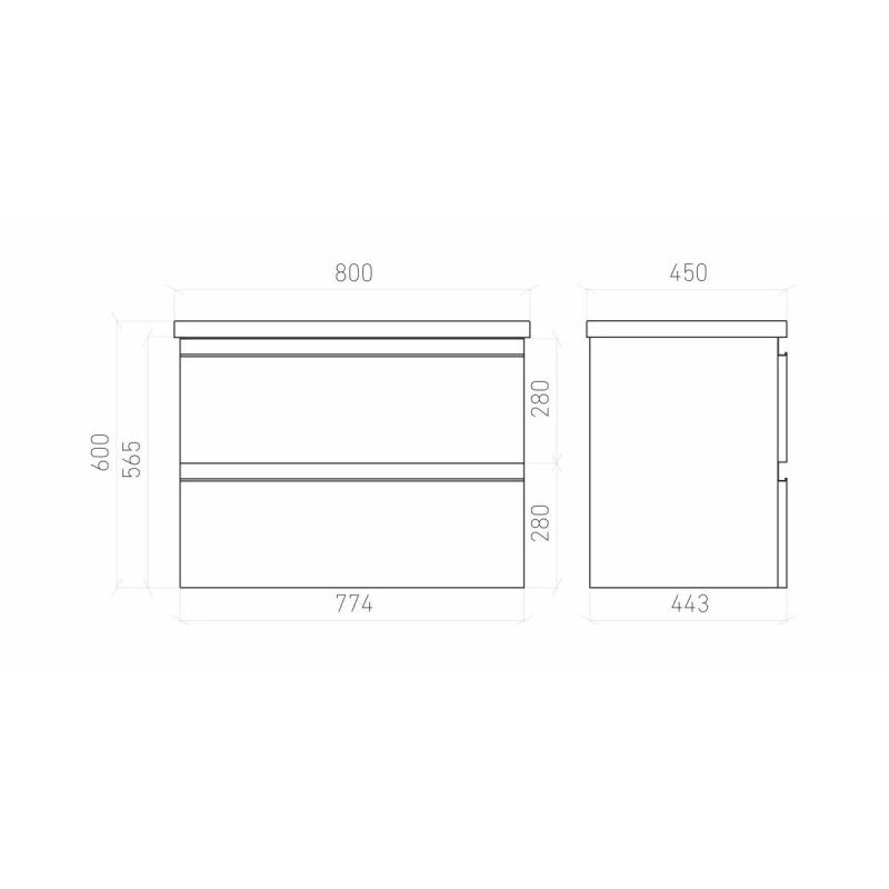 Тумба под раковину Laparet Electra 80 со столешницей подвесная / LE-WCABtop-80-101-513 ультра белый глянец/цинк Нирвана