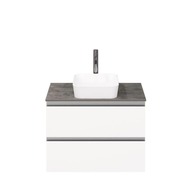 Тумба под раковину Laparet Electra 80 со столешницей подвесная / LE-WCABtop-80-101-513 ультра белый глянец/цинк Нирвана