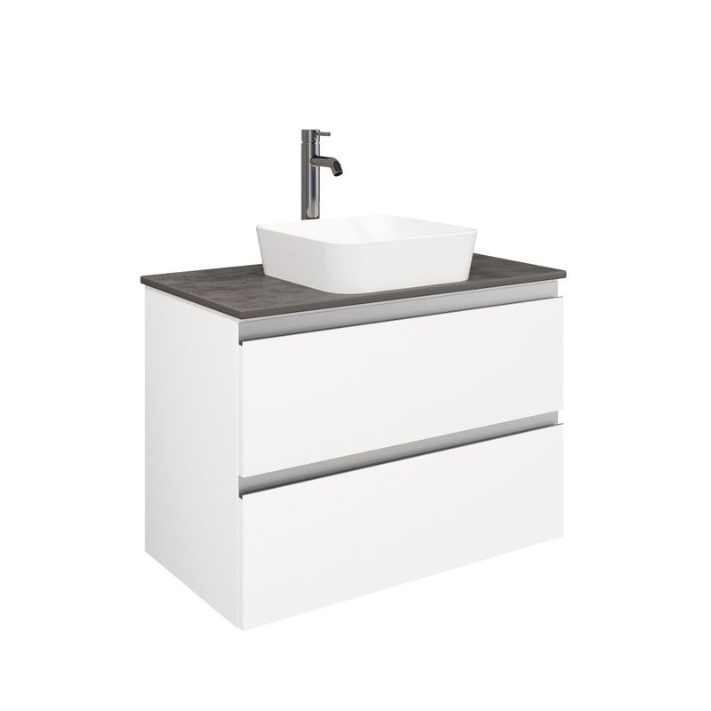 Тумба под раковину Laparet Electra 80 со столешницей подвесная / LE-WCABtop-80-101-513 ультра белый глянец/цинк Нирвана