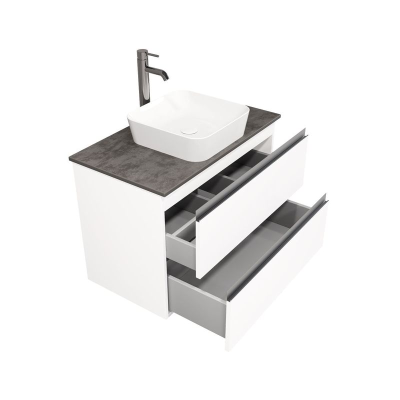 Тумба под раковину Laparet Electra 80 со столешницей подвесная / LE-WCABtop-80-101-513 ультра белый глянец/цинк Нирвана