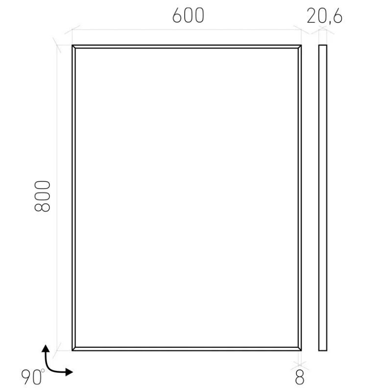 Зеркало Laparet Focus 60х80 см, рама 8 мм / LF-MIR-60-00 хром