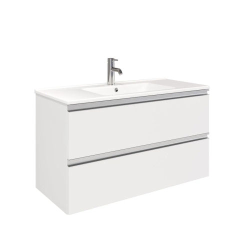 Тумба под раковину Laparet Felis 100 подвесная / LFE-WCAB-100-411 белый шёлк