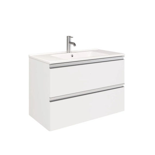 Тумба под раковину Laparet Felis 85 подвесная / LFE-WCAB-85-411 белый шёлк