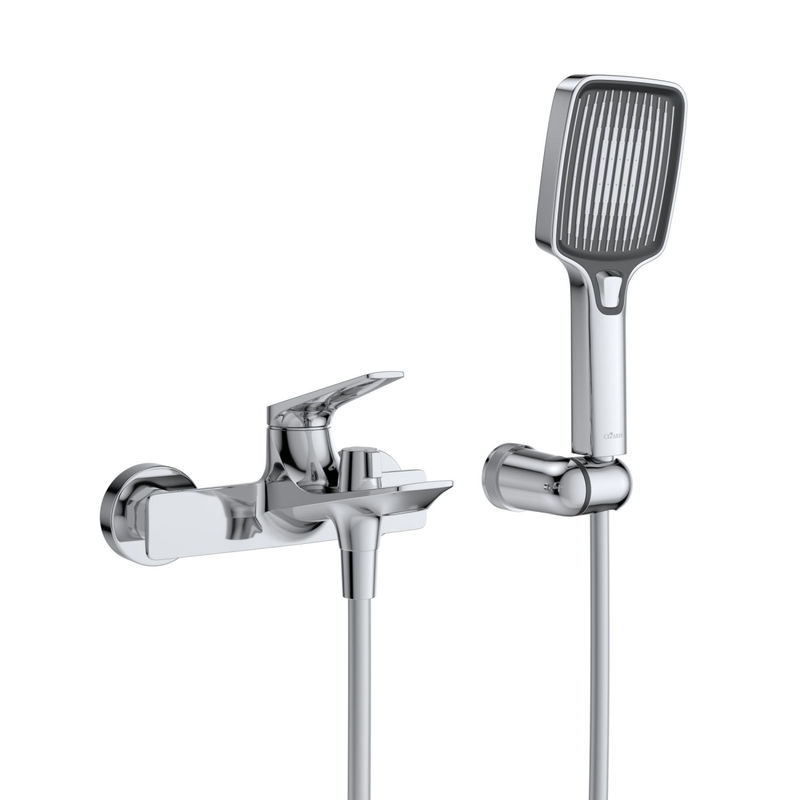 LINER-VD-01 Смеситель для ванны и душа однорычажный  в комплекте с ручным душем, шлангом и держателем, исполнение хром