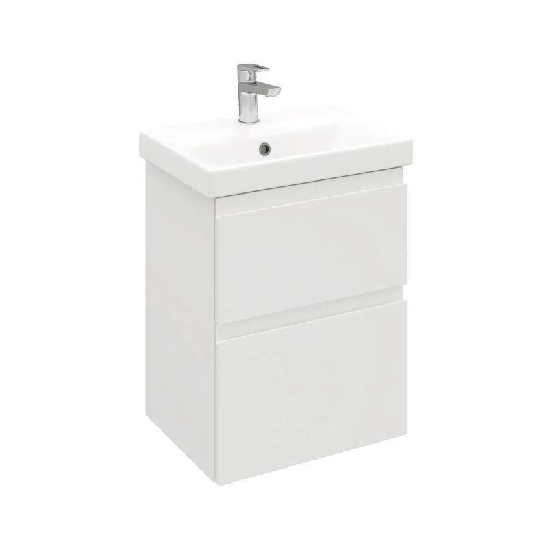 Тумба под раковину Laparet Optimum Slim 50 подвесная / LO-WCAB-50SL-01 белый глянец