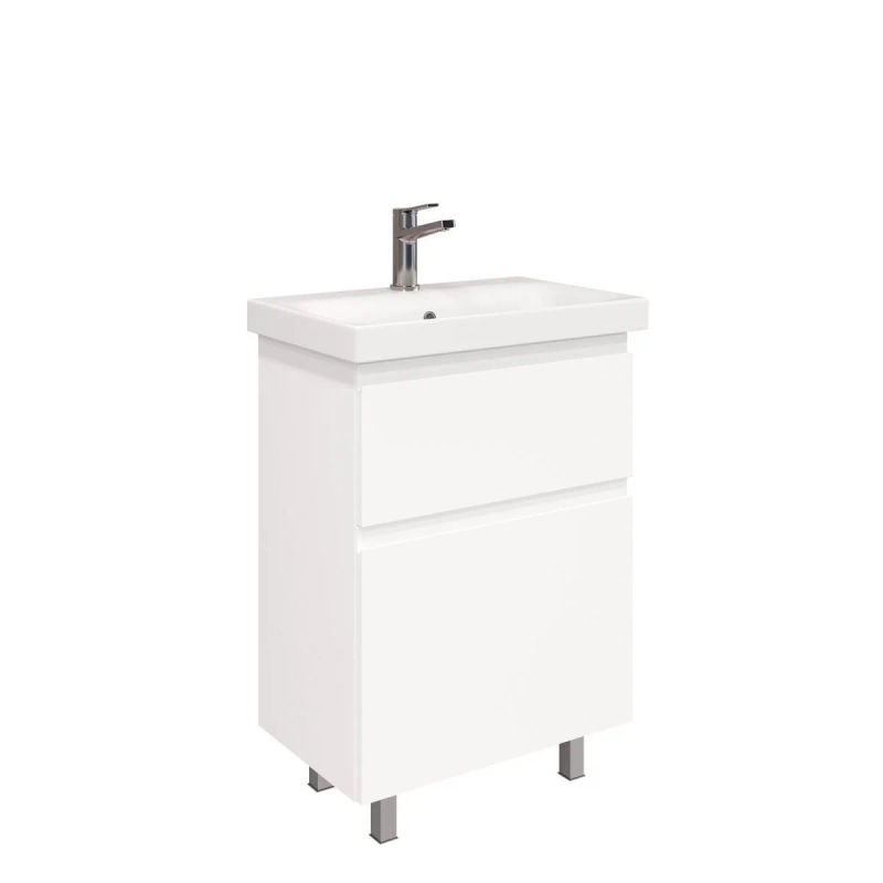Тумба под раковину Laparet Optimum Slim 60 напольная / LO-WFCAB-60SL-01 белый глянец
