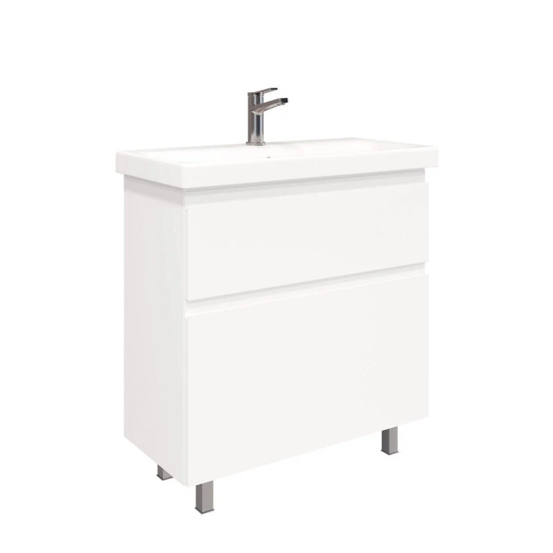 Тумба под раковину Laparet Optimum 80 напольная / LO-WFCAB-80-01 белый глянец