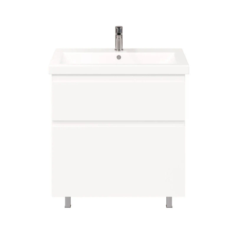 Тумба под раковину Laparet Optimum Slim 80 напольная / LO-WFCAB-80SL-01 белый глянец