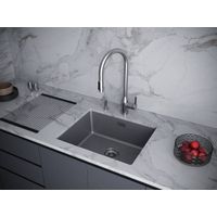 Кухонная мойка из искусственного камня Paulmark Lumi 55 Uni из искусственного гранита LU55-GRM серый металлик 555х460 мм — 3