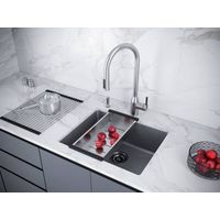 Кухонная мойка из искусственного камня Paulmark Lumi 55 Uni из искусственного гранита LU55-GRM серый металлик 555х460 мм — 4