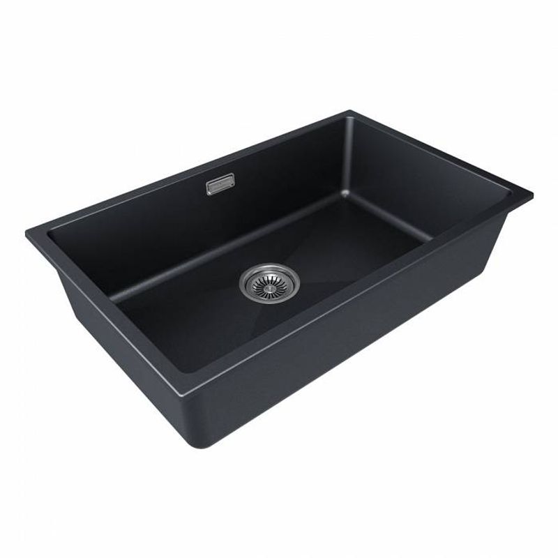 Кухонная мойка из искусственного камня Paulmark Lumi 74 Uni из искусственного гранита LU74-BLM черный металлик 740х460 мм