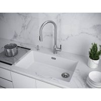 Кухонная мойка из искусственного камня Paulmark Lumi 74 Uni из искусственного гранита LU74-WH белый 740х460 мм — 3