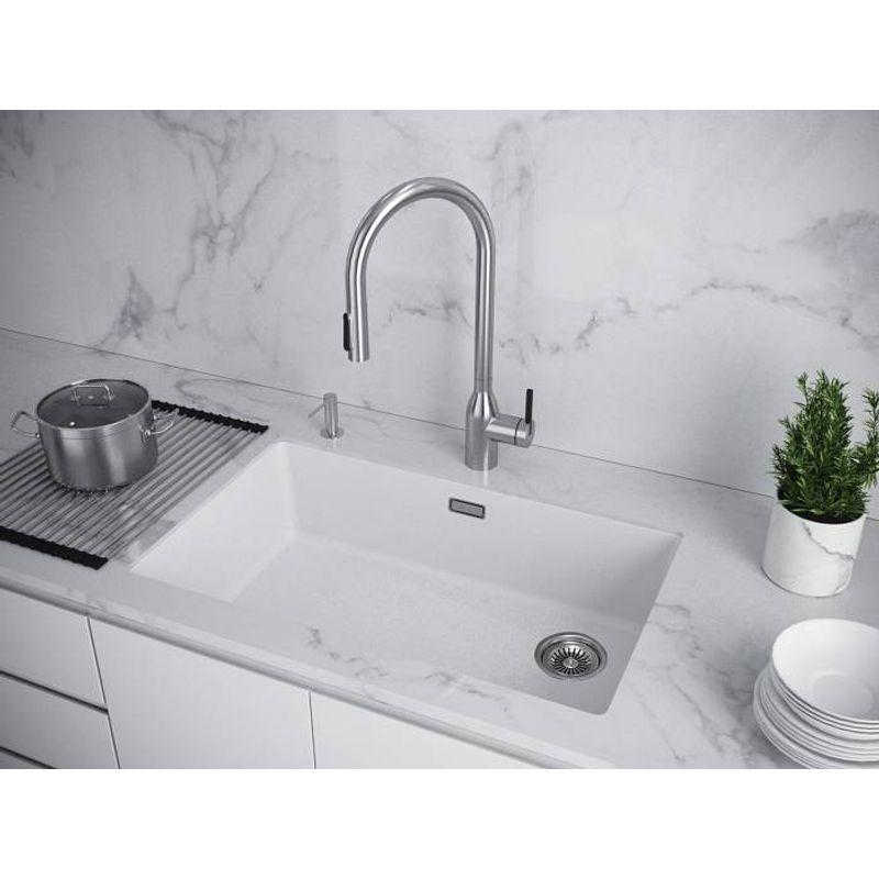 Кухонная мойка из искусственного камня Paulmark Lumi 74 Uni из искусственного гранита LU74-WH белый 740х460 мм