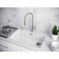 Кухонная мойка из искусственного камня Paulmark Lumi 74 Uni-Skew из искусственного гранита LU74SK-WH белый 740х460 мм — 4