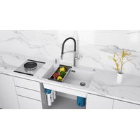 Кухонная мойка из искусственного камня Paulmark Lumi 74 Uni-Skew из искусственного гранита LU74SK-WH белый 740х460 мм — 5