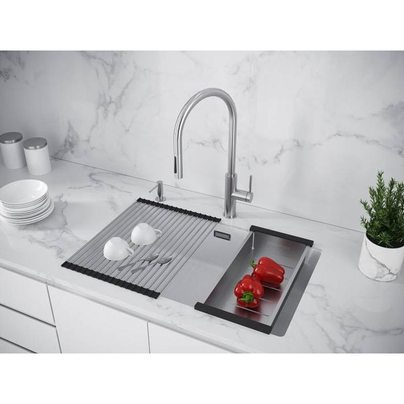 Кухонная мойка из искусственного камня Paulmark Lumi 74 Uni-Skew из искусственного гранита LU74SK-WH белый 740х460 мм