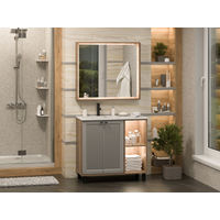 Тумба под раковину Brevita Lumus 90 напольная 2 дв., с нишей левая / LUM-06070-0842ЯL дуб галифакс олово / серая матовая эмаль — 13