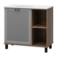 Тумба под раковину Brevita Lumus 90 напольная 2 дв., с нишей левая / LUM-06070-0842ЯL дуб галифакс олово / серая матовая эмаль — 2