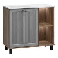 Тумба под раковину Brevita Lumus 90 напольная 2 дв., с нишей левая / LUM-06070-0842ЯL дуб галифакс олово / серая матовая эмаль — 9