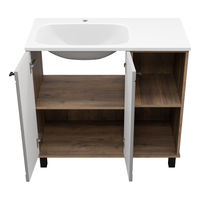 Тумба под раковину Brevita Lumus 90 напольная 2 дв., с нишей левая / LUM-06070-0842ЯL дуб галифакс олово / серая матовая эмаль — 6